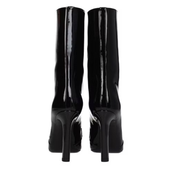 SAINT LAURENT ANKLE BOOTS LALA WOMEN PATENT LEATHER BLACK - Picture 6 of 10